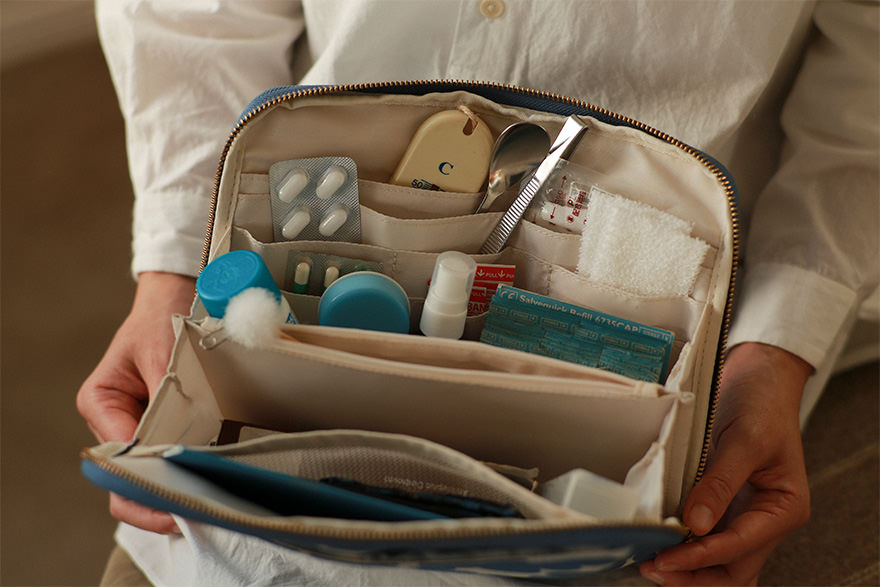 おおきいひきだしポーチ / スーツファブリックジェントルチェック