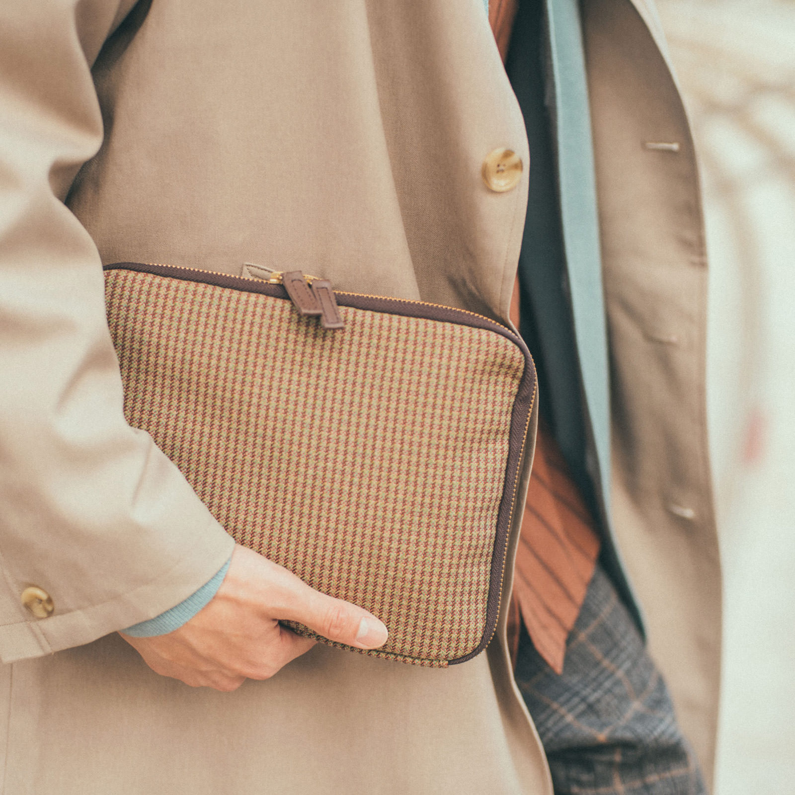 ほぼ日おおきいひきだしポーチ スーツファブリック／ジェントルチ おおきいひきだしポーチ / スーツファブリックジェントルチェック