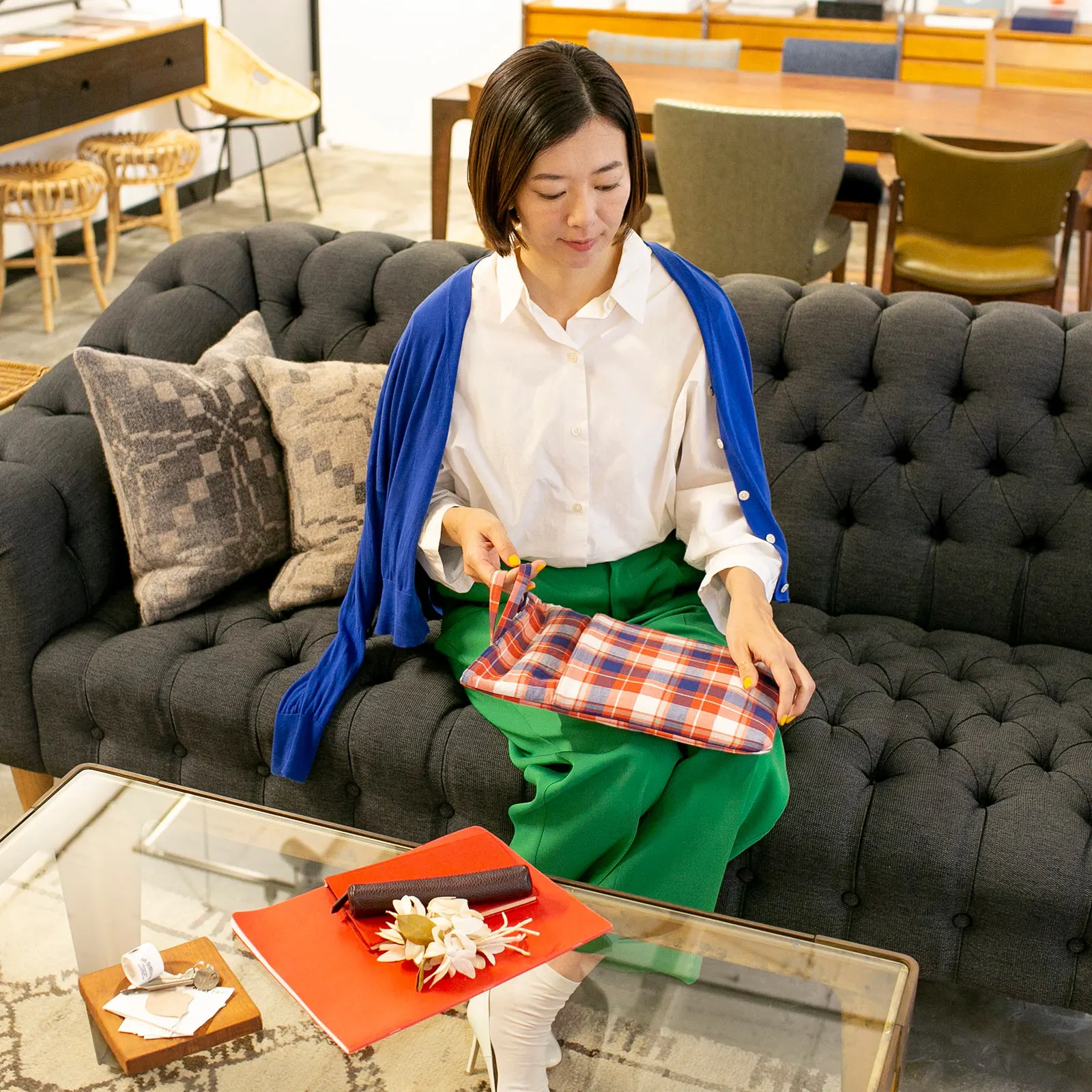 Hobonichi / Anytime Tote Panini (Tricolor Plaid) - Drawer