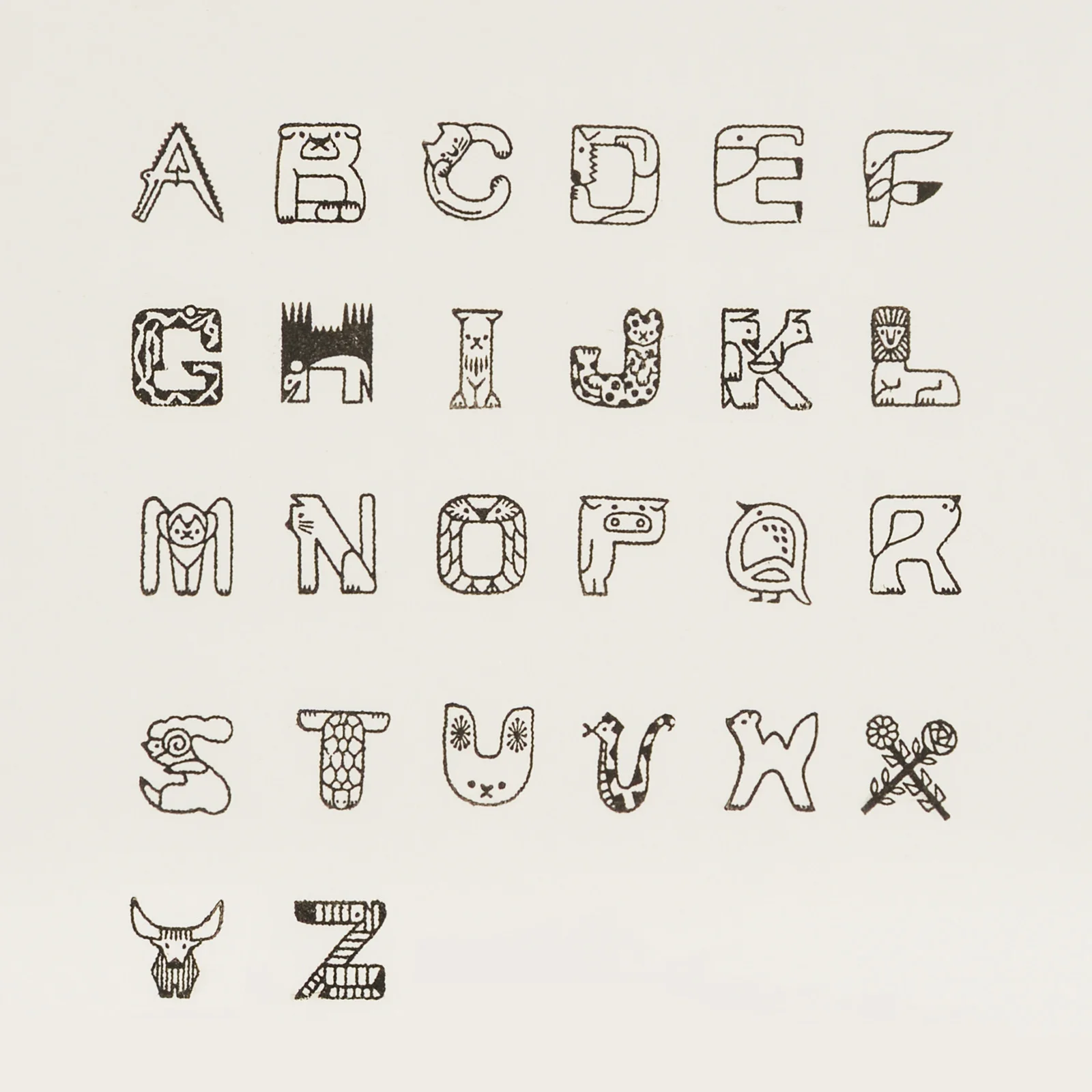 Ai Inc. Stamp Studio Rubber Stamp Set - Alphabet Animal Kaomoji
