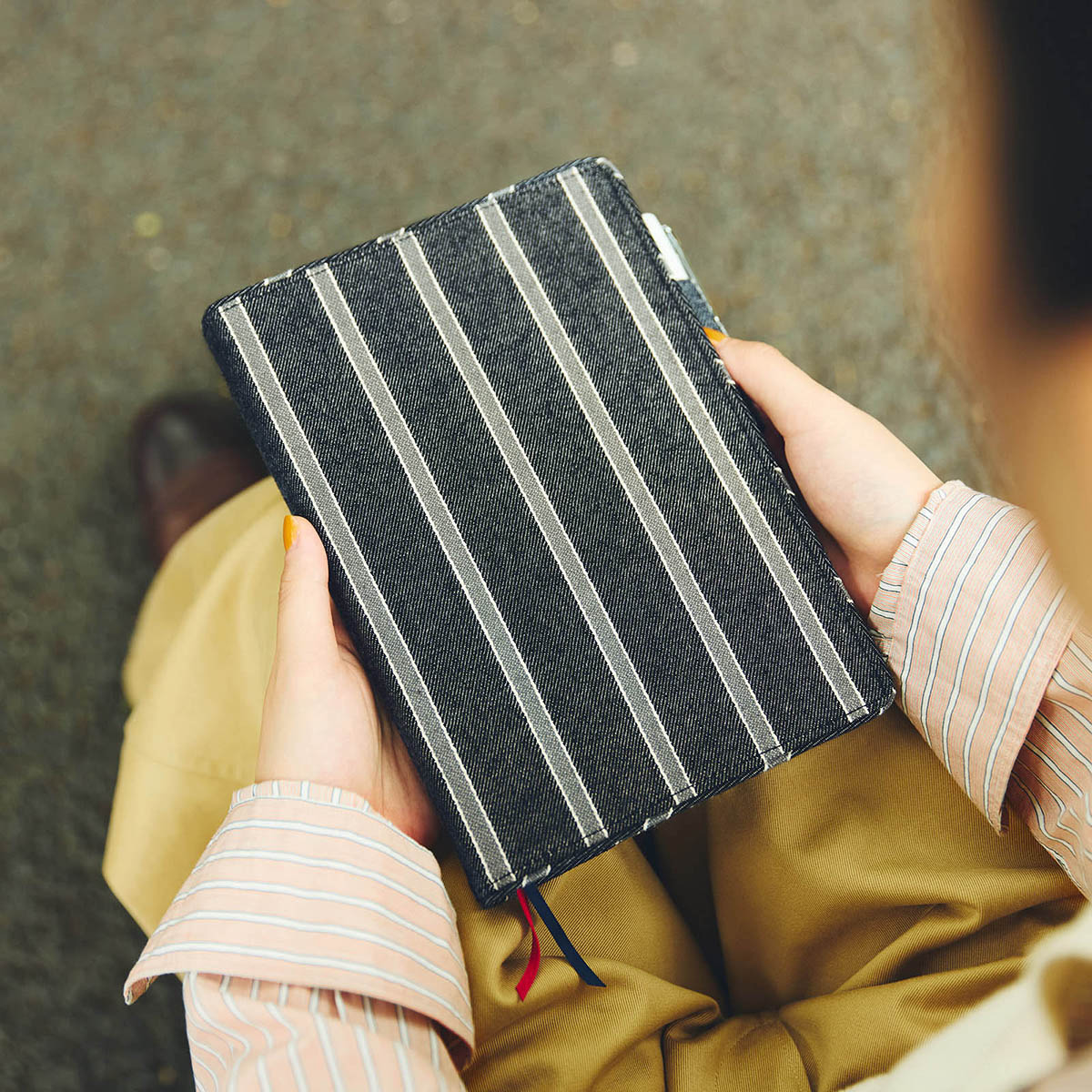 Lined Fabric: Twill (Navy x Gray) A5 Cousin Size - Techo Lineup