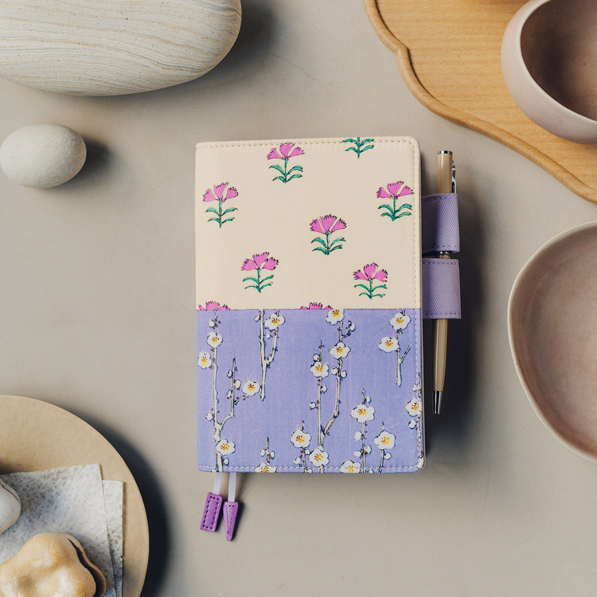 芸艸堂 / 美術海（梅になでしこ） ［オリジナルサイズ（A6）］ - 手帳