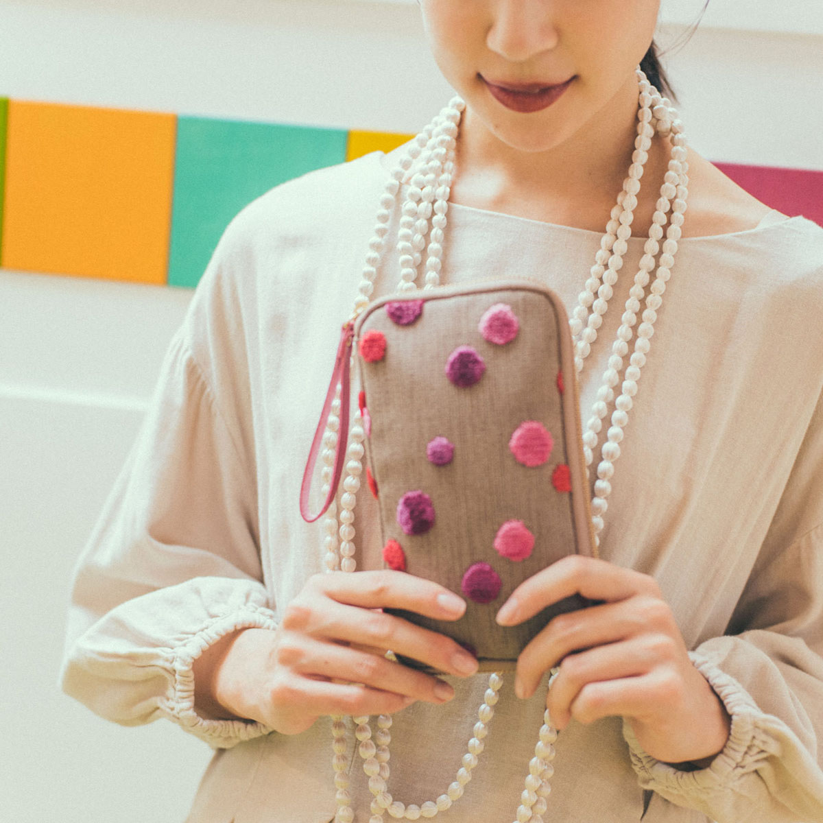 高野口パイル / ピンクスパークル ［ちいさいひきだしポーチ