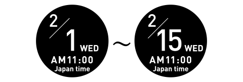 2/1 WED AM11:00 Japan time - 2/15 WED AM11:00 Japan time
