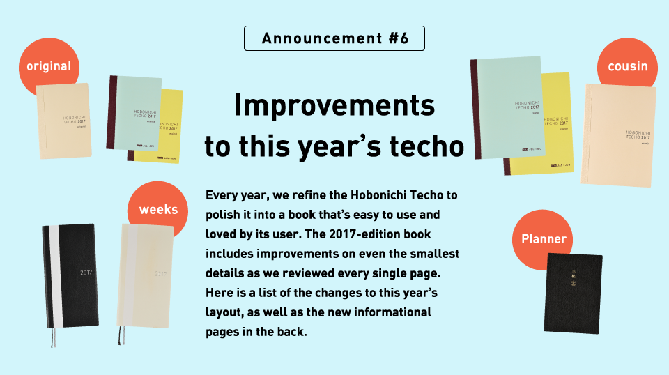 Announcement #6 Improvements to this year’s techo