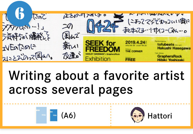 Writing about a favorite artist across several pages