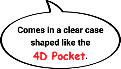 Comes in a clear case shaped like the 4D Pocket.