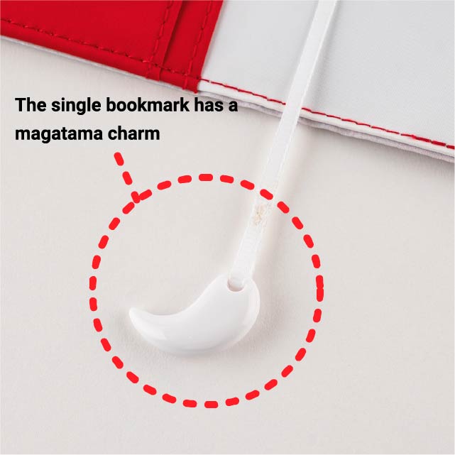 The single bookmark has a magatama charm