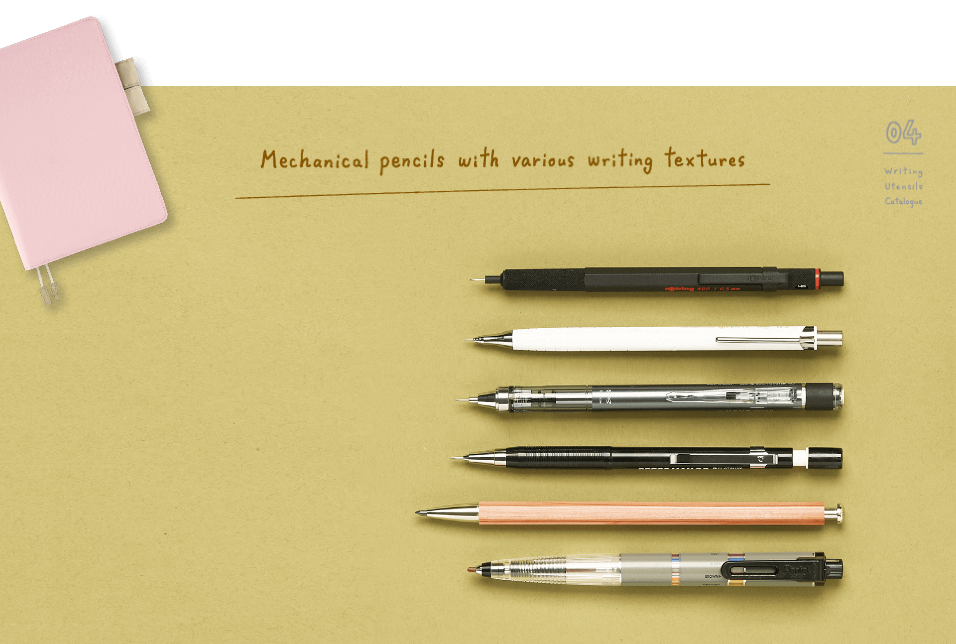 Mechanical pencils with various writing textures