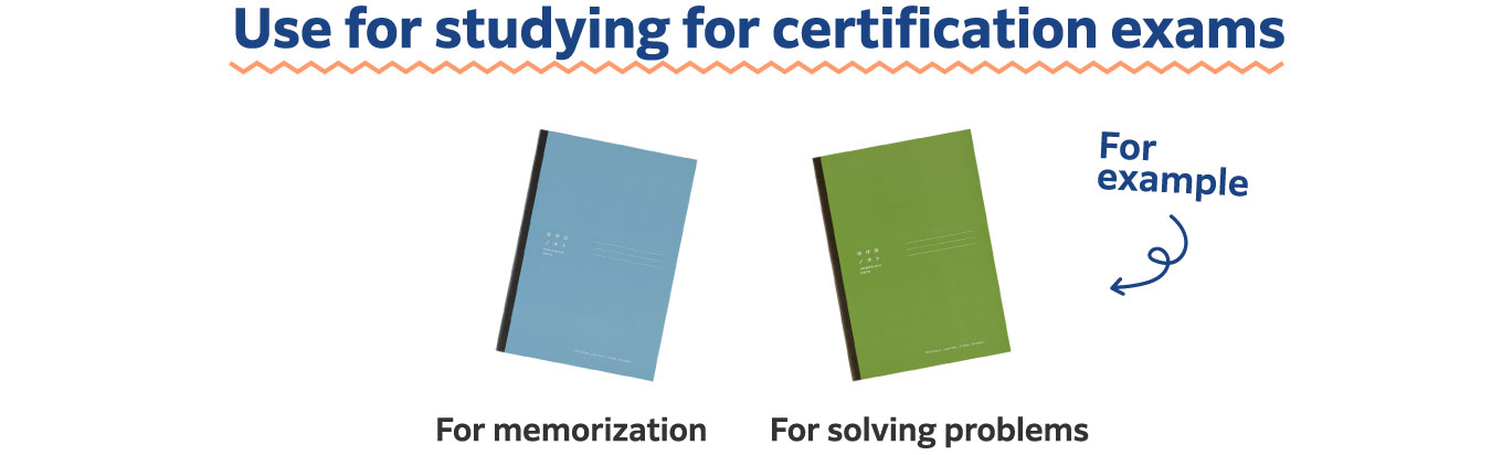 Use for studying for certification exams
                          For memorization　For solving problems