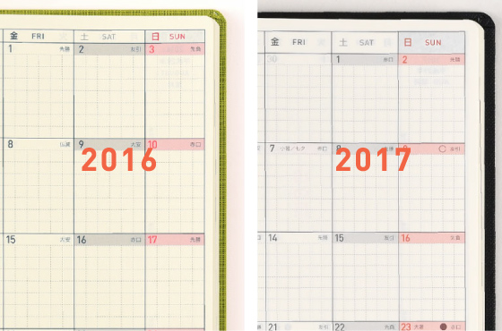「月間カレンダー」のボックスサイズを統一