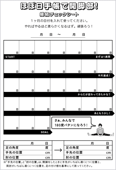 ほぼ日手帳で開脚部！継続チェックシート