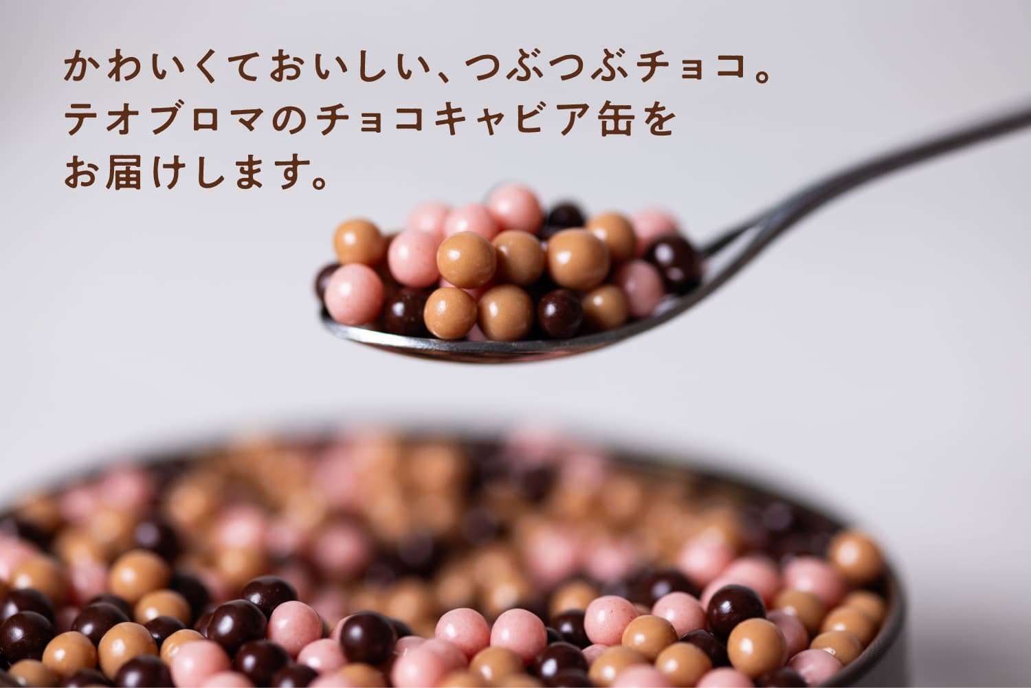 かわいくておいしい、つぶつぶチョコ。テオブロマのチョコキャビア缶をお届けします。