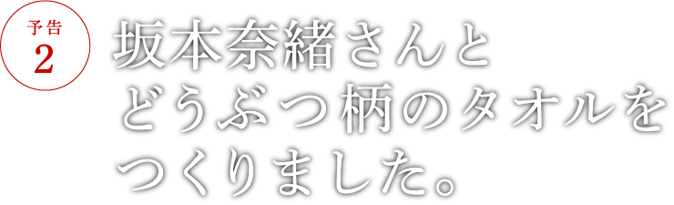 坂本奈緒さんとどうぶつ柄のタオルをつくりました。