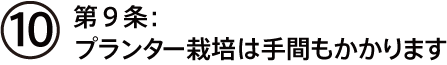 第９条：プランター栽培は手間もかかります